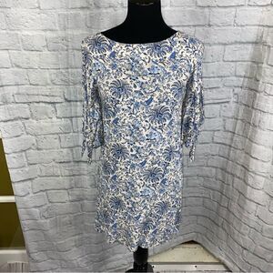 H&M Paisley and flower print dress blue and white sz 4 women